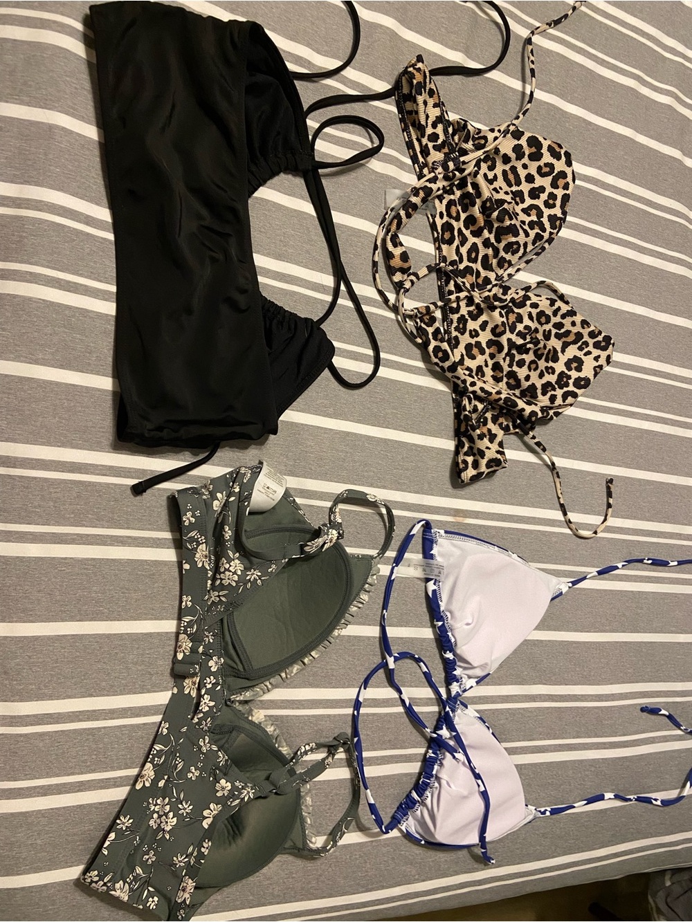 Source Unknown Women’s Multi-Pattern Swim Bikini Tops — Blue, Black, Tan, Green - Picture 6 of 10